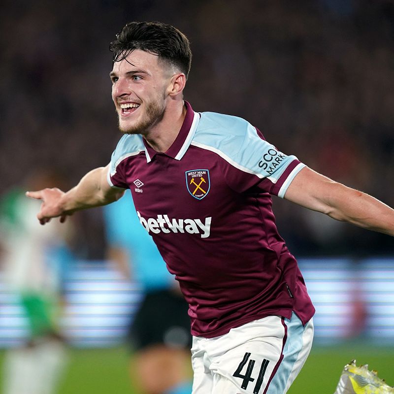 Declan Rice trong màu áo West Ham