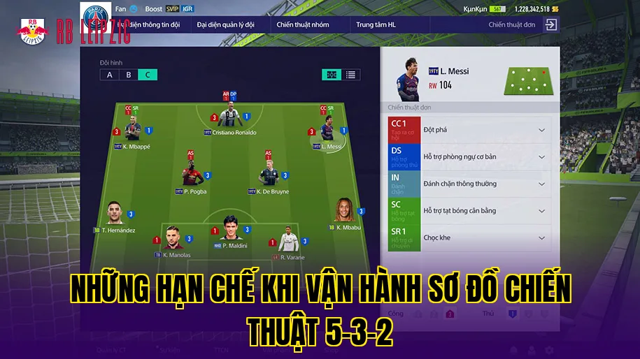 Những hạn chế khi vận hành sơ đồ chiến thuật 5-3-2