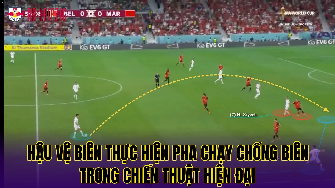 Hậu vệ biên thực hiện pha chạy chồng biên trong chiến thuật hiện đại